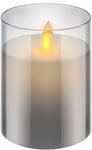 LED Äkta Vaxljus i Glas, 7,5 x 10cm - Vit, grå