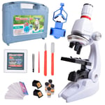 ALEENFOON Kids Microscope 1200x, 400x, 100x Magnification Children Science Microscope Kit with LED Lights Includes Accessory Phone Holder Plastic Box Toy Set for Beginners Early Education