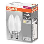 OSRAM E27 4W 827 matt LED-kronljuslampa, 2-pack
