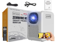 Zenwire Projektor Projektor Projektor Full HD 4K 12000lm 400 Ansi WiFi 2,4/5 GHz Miracast Aircast Linux SMART TV-sertifisert Netflix Autofokus Bluetooth 5.1 36-200 tommer Zenwire H9