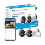 Tapo 2K QHD Wireless Outdoor Security Camera, 2-Cam with Hub included, 180-Day Rechargeable Battery, 4MP, Colour Night Vision, AI Detection, SD Storage, Works with Alexa & Google (Tapo C420S2)