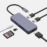 oditton 6 en 1 Hub USB C, Adaptateur USB C avec HDMI 4K, 2 Ports USB 3.0 pour Laptop, Fente pour Carte SD/TF, Port de Chargement USB C pour Mac et Autres Appareils de Type C