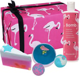 Bomb Cosmetics Let's Flamingle Handmade Wrapped Bath Body  Shower Gift Pack Flam