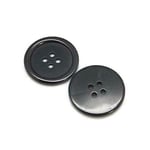 Packet 15 X Black Resin 25mm Round 4-holed Sew On Buttons Ha10615