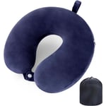 Resekudde Nackkudde Memory Foam Resekuddar Huvudstödskudde för flygplan Tåg Bil Kontorsresor Essentiella flygkuddar för en lång tid Navy Blu Navy Blue One Size