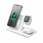 Fixed Trådlös Laddare MagPowerstation 3in1 Stand with Wireless Charging MagSafe Vit