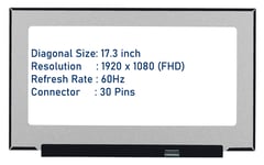 17.3" COMPAQ HP K12 470 G9 LED FHD MATTE AG DISPLAY SCREEN PANEL 30 PIN