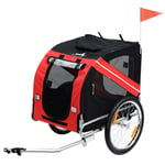 Folding Dog Bike Trailer Pet Cart Carrier for Bicycle Travel in Steel Frame with Hitch Coupler