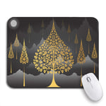 Gaming Mouse Pad Leaf Bodhi Tree Thai Tradition on Mountain Abstract Beautiful Nonslip Rubber Backing Computer Mousepad for Notebooks Mouse Mats