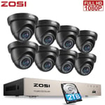 ZOSI 2MP Surveillance Camera Full HD 1080P 8CH DVR CCTV Home Security System 2TB