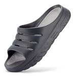 FitVille Mens Recovery Sliders with Arch Support, ArchMax Cushioned Athletic Sandals for All Day Comfort Dark Charcoal 8 UK Wide