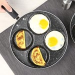 Frying Pan 4 Holes Non Stick Coating Home Kitchen Anti-scalding Cookware Cooking Tool for Fried Eggs Gas Stove Easy to Clean(4 Round Holes)