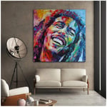 ZXYFBH Wall Art Bob Marley Canvas Painting Portrait Posters and Prints Wall Art Pictures for Living Room Cuadros 31.5x31.5in(80x80cm) x1pcs No Frame