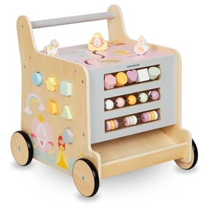 Trotteur Bébé Éléphant En Bois - Jouet Multiactivité Avec Roues Et Frein - Small Foot, Motricité Et Couleurs