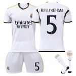 23-24 Bellingham 5 Real Madrid tröja Ny säsong Senaste fotbollströjor för vuxna för b Barn 22 (120-130 cm)