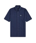 Fred Perry Mens Tonal Stripe M1675 608 Blue Casual Shirt - Size Medium