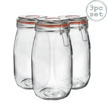 Glass Storage Jars 1.5 Litre Orange Seal Pack of 3