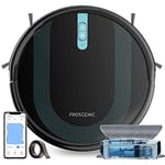 Proscenic 850T Robot Vacuum Cleaner with Mop, 3000Pa Strong Suction Robotic Vacuum with Mop, Wifi/App/Alexa/Remote Control, Automatic Self-Charging, Ideal for Pet Hair, Hard Floor&Carpet, 7.3cm Thin
