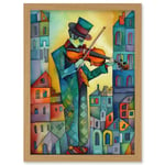 Fiddler On The Roof Folk Art Watercolour Painting Artwork Framed Wall Art Print A4