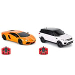 CMJ RC Cars™ Lamborghini Aventador LP700-4 Officially Licensed Remote Control Car 1:24 Scale Working Lights 2.4Ghz (Orange) & TM Range Rover Sport Remote Control Car 1:24 scale