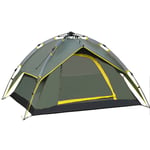 Tente Camping Automatique Double Couche FAMILIALE Tente TENTE DE CAMPING pour 3-4 Personnes Vert