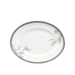 Wedgwood - Vera Wang Lace Platinum Oval Dish - Vit, Silver - Silver,Vit - Uppläggningsfat