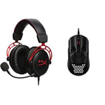 HYPERX Cloud Alpha – Gaming Headset with In-line volume control Pulsefire Haste – Gaming Mouse – Ultra-Lightweight, 59g, Honeycomb Shell, Hex Design, HyperFlex Cable