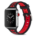 Silikone urrem kompatibel med Apple Watch, 42 mm, svart, rød