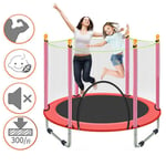 Basinnes Kids Trampoline 6 Poles Round,with Safety Enclosure Net And Frame Cover, Indoor Outdoor Children'S Activity Junior Jumpingbed,Red