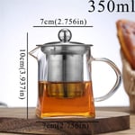 Glass Teapot Small Glass Teapot with Stainless Steel Infuser Oolong Black Heated Container Tea Pot Good Clear Kettle Square Filter Baskets (Color : 350mlC149)