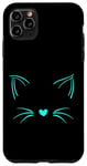 iPhone 11 Pro Max Turquoise Invisible Cat Face Turquoise Color Graphic Case