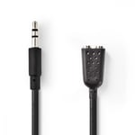 Nedis - Répartiteur audio - mini jack stéréo mâle reversible pour mini jack stéréo femelle - 20 cm - noir - rond