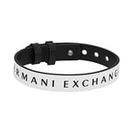 Armani Exchange Bracelet Pour Homme , Longueur : 250mm, Largeur : 13mm Bracelet En Cuir Noir, AXG0107040