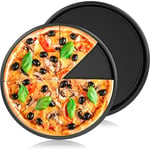 Kinsi - 2PCS Moule à Pizza Rond de 22cm, Acier au Carbone avec Revêtement Anti-adhésif Plaques de Cuisson pour Pizza Plat à Tarte Moule à Quiche