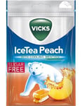 Vicks Pastiller med Ice Tea Peach Smak og Menthol (Sukkerfri) 72 gram