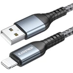 BLACKSYNCZE Câble iPhone 2M, Cable Chargeur iPhone [Certifié MFi] Nylon Tressé Cable iPhone Charge Rapide Cable Lightning pour iPhone 14 13 12 11 Pro Max Mini XR XS X 8 7 Plus 6s 6 Plus 5s 5 SE 2020
