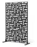 Brise-Vue En Métal-Vevor-120x193 Cm-Avec Support-Confidentialité Décoratif-Pour Patio, Balcon, Salle Intérieure, Jardin-Noir