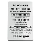 Engraved Wallet Insert Card Anniversary Card Gifts for Him Her Metal Wallet Insert Card Couple Card Gift for Boyfriend Husband Birthday Christmas Valentines Wedding Gifts Cards for Couples