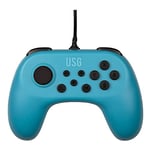 USG Husky Manette filaire pour console Nintendo Switch, Switch Lite et PC - Fonction vibration - Câble 1,8 m - Bleu