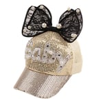 Girls Pearl Sequinbowknot Mesh Sun Visor Baseball Hat Adjustable J