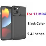 Noir Pour 13 Mini-Coque de batterie pour iPhone, chargeur de banque'alimentation intelligent, iPhone 14 Pro M