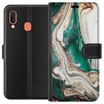 Samsung Galaxy A20e Svart Plånboksfodral Grön / Guld marmor