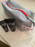 Clinique men set face wash 30ml & face scrub & grey toiletry bag new  🖤🎁