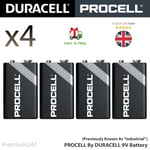 4 Duracell 9V Industrial PROCELL Alkaline Batteries Smoke Alarm LR22 MN1604 BLOC
