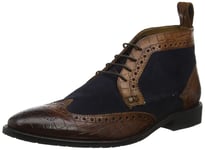 MELVIN & HAMILTON MH HAND MADE SHOES OF CLASS Men's Victor 7 Classic Boots, Wood-Suede Pattini Venice Crock-Mid Brown-Lining + Textile-Rich Tan-M&H Rubber-Navy 9.5 UK