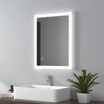 EMKE 450 X 600 mm Illuminated Backlit LED Bathroom Mirror, Wall Mounted Multifunction Bathroom Vanity Mirror with Lights and Demister Pad, Energy-Saving Illuminated Smart Mirror