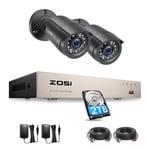 ZOSI 2TB FULL HD 1080P 8CH DVR 1920TVL CCTV Home Security Camera System Outdoor