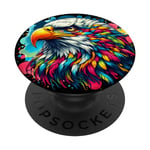 Cool Bald Eagle Spirit Animal Illustration Tie Dye Art PopSockets Swappable PopGrip