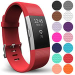 Yousave Accessories Compatible Strap for FitBit Charge 2, Silicone Sport Wristband for the FitBit Charge 2 - (Small - Single Pack, Red)