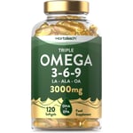 Omega 3 6 9 Capsules High Strength | 3000mg | 120 Softgels Triple Omega 369 EPA